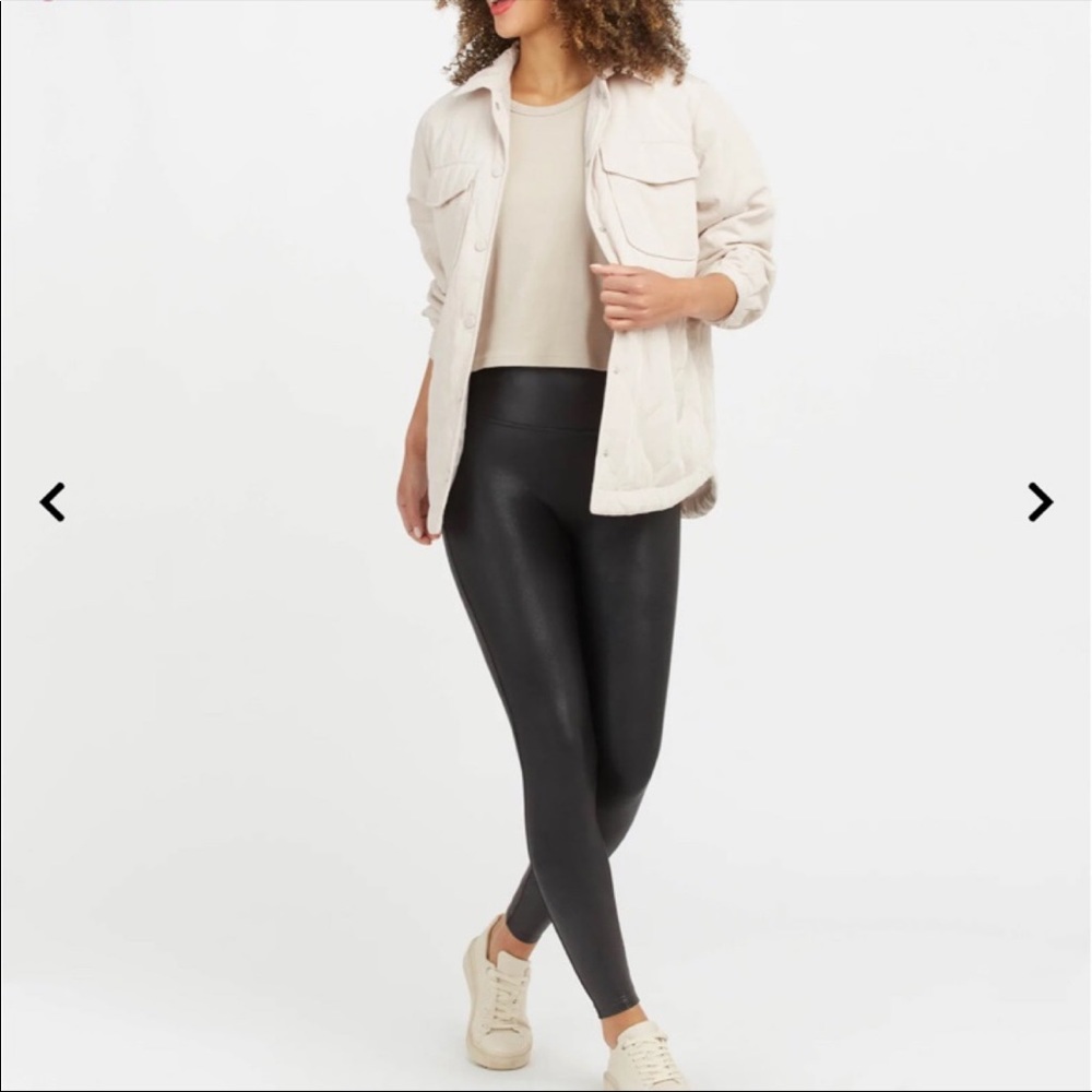 Spanx faux leather high rise leggings black - LP
